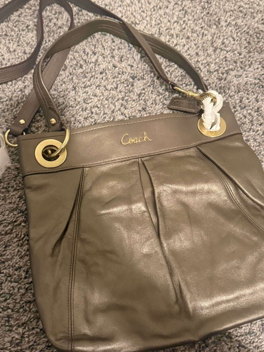 NWT Coach Ashley Leather Hippie Crossbody Bag Metallic Vintage - Picture 2 of 7